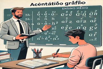 Professor particular de Português online ensinando acentuação gráfica para alunos do Ensino Médio.